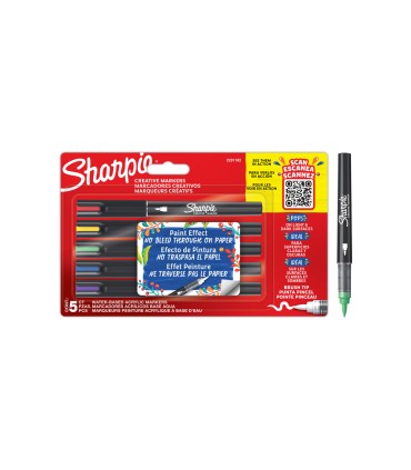 Rotulador sharpie acrylic punta pincel blister de 5 unidades colores surtidos