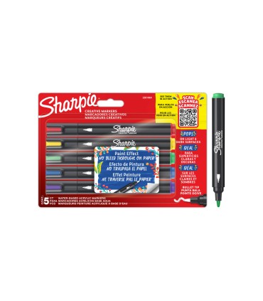 Rotulador sharpie acrylic punta redonda blister de 5 unidades colores surtidos