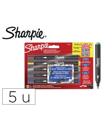 Rotulador sharpie acrylic punta redonda blister de 5 unidades colores surtidos