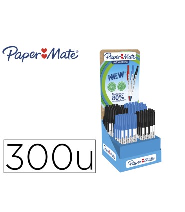 Boligrafo paper mate kilometrico punta 1 mm plastico reciclado 80 expositor de 300 unidades