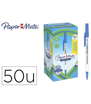 Boligrafo paper mate kilometrico punta 1 mm plastico reciclado 80 color azul