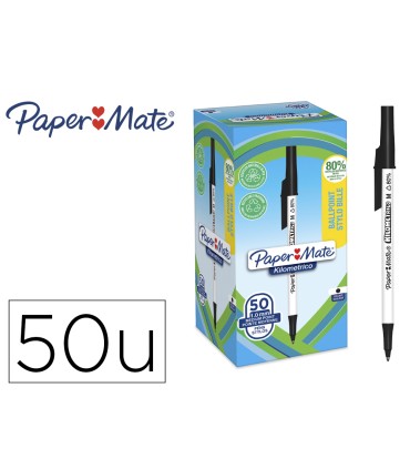 Boligrafo paper mate kilometrico punta 1 mm plastico reciclado 80 color negro