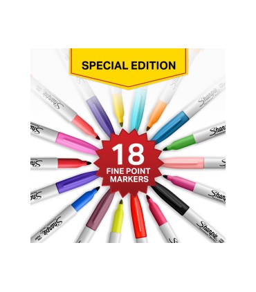 Rotulador sharpie permanente fino pack vuelta al cole pez blister de 18 unidades colores surtidos