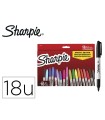 Rotulador sharpie permanente fino pack vuelta al cole pez blister de 18 unidades colores surtidos