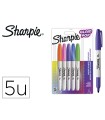 Rotulador sharpie permanente fino glam pop blister de 5 unidades colores surtidos