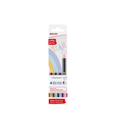 Rotulador edding punta fibra 1200 punta redonda 05 mm glitter pastel caja de 4 unidades colores surtidos