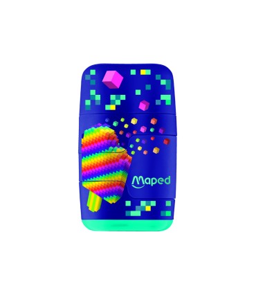 Sacapuntas maped plastico connect pixel party 2 usos con goma de borrar