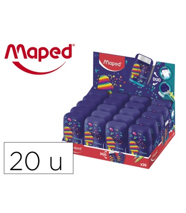 Sacapuntas maped plastico connect pixel party 2 usos con goma de borrar