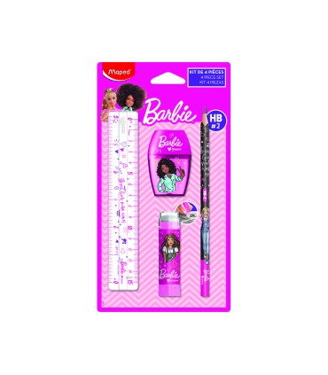 Mini set papeleria maped barbie 4 piezas