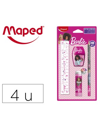 Mini set papeleria maped barbie 4 piezas