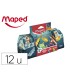 Bolso escolar portatodo maped ungle fever con 12 rotuladores colores surtidos 12 lapices de colores