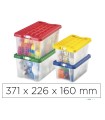 Caja multiusos faibo transparente con asas y tapa colores capacidad 9,2 l 371x226x160 mm