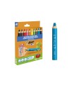 Lapices de colores bic multisuperficies triangulares mina borrable caja de 10 unidades colores surtidos +