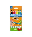 Lapices de colores bic multisuperficies triangulares mina borrable caja de 6 unidades colores surtidos +