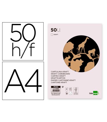 Papel kraft liderpapel a4 180g m2 paquete de 50 hojas