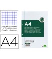 Recambio liderpapel a4 100 hojas papel reciclado 100% 80g/m2 cuadro 4mm con margen 4 taladros