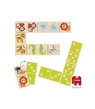 Juego goula jumbo domino madera selva 28 piezas