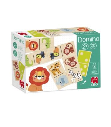 Juego goula jumbo domino madera selva 28 piezas