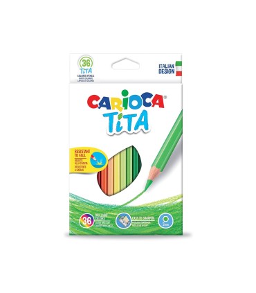 Lapices de colores carioca tita hexagonal 12 unidades colores surtidos 2 gratis