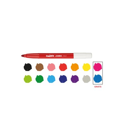 Rotulador carioca jumbo punta gruesa estuche de 12 unidades colores surtidos 2 gratis