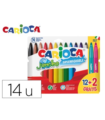 Rotulador carioca jumbo punta gruesa estuche de 12 unidades colores surtidos 2 gratis