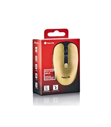 Raton ngs evo rust optico 800 1200 1600 dpi inalambrico 5 botones teclas silenciosas receptor usb 24 ghz dorado