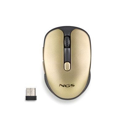 Raton ngs evo rust optico 800 1200 1600 dpi inalambrico 5 botones teclas silenciosas receptor usb 24 ghz dorado