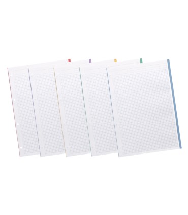 Recambio liderpapel a4 20050 hojas 90g m2 cuadro 5 mm 4 taladros bandas de 5 colores