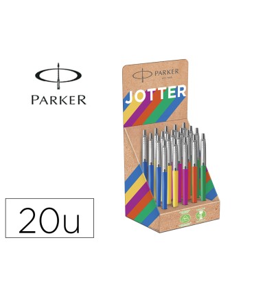 Boligrafo parker jotter originals recycled anos 90 expositor 20 unidades con 5 colores surtidos