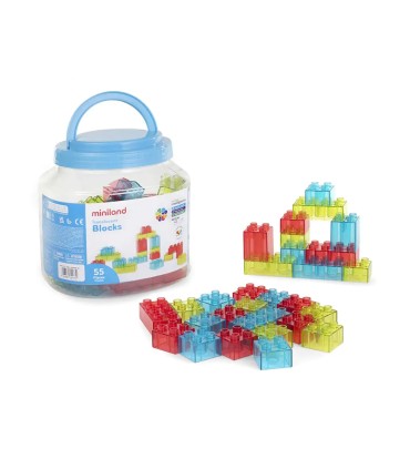 Juego didactico miniland bloques colores translucidos 55 piezas