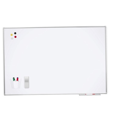 Pizarra blanca rocada lacada magnetica marco aluminio con cantoneras 100x200 cm