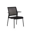 Silla rocada confidente brazos fijos estructura metalica asiento tela ignifuga negro respaldo malla