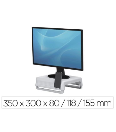 Soporte fellowes para monitor breyta 3 ajustes de altura hasta 30 kg 100 reciclable 350x300x80 118 155 mm blanco