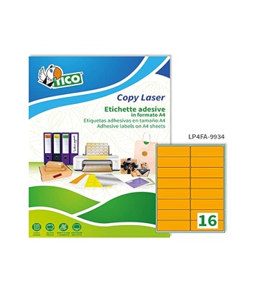 Etiqueta adhesiva tico naranja fluor permanente fsc laser inkjet fotocopia 991x34 mm caja de 1120 unidades