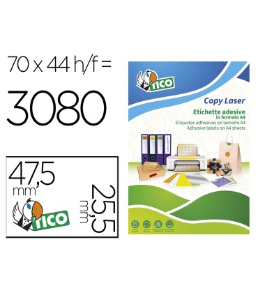 Etiqueta adhesiva tico verde fluor permanente fsc laser inkjet fotocopia 475x255 mm caja de 3080 unidades