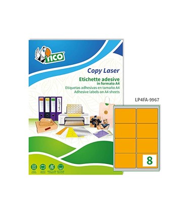 Etiqueta adhesiva tico naranja fluor permanente fsc laser inkjet fotocopia 991x 677 mm caja de 560 unidades