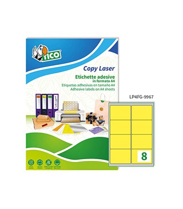 Etiqueta adhesiva tico amarillo fluor permanente fsc laser inkjet fotocopia 991x 677 mm caja de 560 unidades