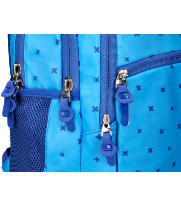 Cartera escolar liderpapel moc hila multibolsillo diseno azul 450x145x300 mm