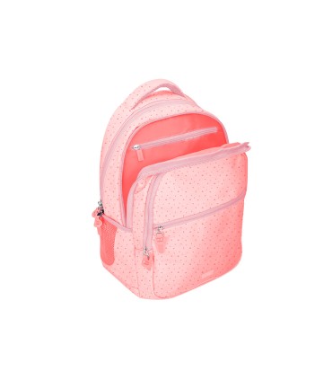 Cartera escolar liderpapel moc hila multibolsillo diseno rosa 450x145x300 mm