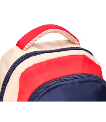 Cartera escolar liderpapel moc hila multibolsillo infantil azul marino rojo beige 350x110x270 mm