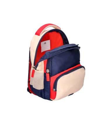 Cartera escolar liderpapel moc hila multibolsillo infantil azul marino rojo beige 350x110x270 mm