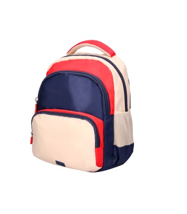 Cartera escolar liderpapel moc hila multibolsillo infantil azul marino rojo beige 350x110x270 mm