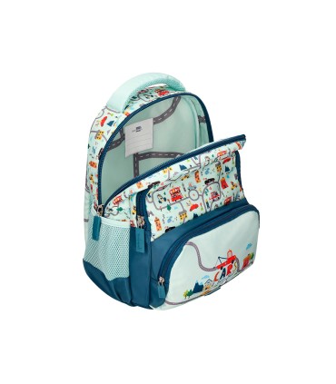 Cartera escolar liderpapel moc hila multibolsillo infantil cars azul 350x110x270 mm