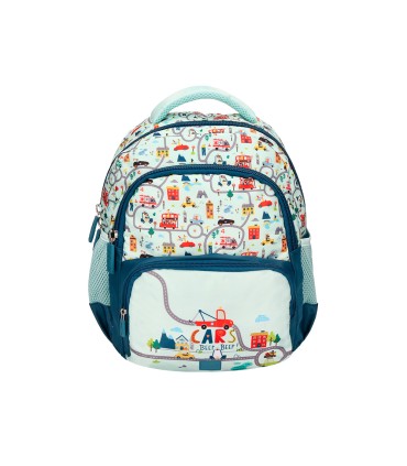 Cartera escolar liderpapel moc hila multibolsillo infantil cars azul 350x110x270 mm