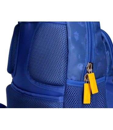 Cartera escolar liderpapel moc hila multibolsillo infantil dino azul 350x110x270 mm