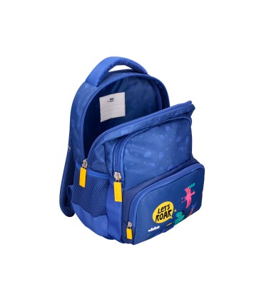 Cartera escolar liderpapel moc hila multibolsillo infantil dino azul 350x110x270 mm