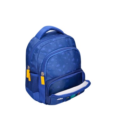 Cartera escolar liderpapel moc hila multibolsillo infantil dino azul 350x110x270 mm