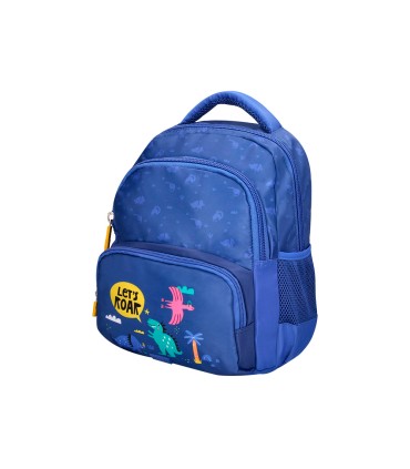 Cartera escolar liderpapel moc hila multibolsillo infantil dino azul 350x110x270 mm