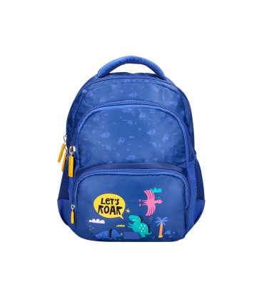 Cartera escolar liderpapel moc hila multibolsillo infantil dino azul 350x110x270 mm