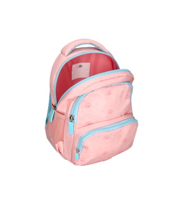 Cartera escolar liderpapel moc hila multibolsillo infantil rainbows rosa 350x110x270 mm